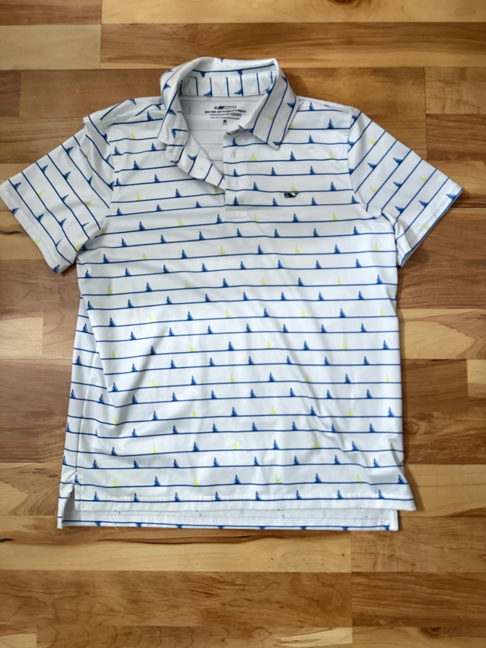 Vineyard Vines White Polo with Blue Sailboat Accents
